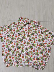 Fruity Print Button-Up Shirt