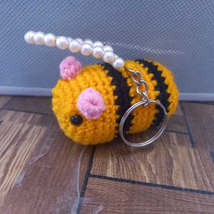 Handmade Crochet Dog &amp; Bunny Keychain Set