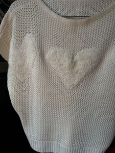 Cream knit heart sweater