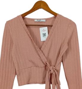 Ribbed Wrap Crop Top
