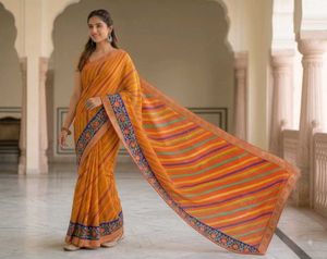 Vibrant Striped Saree
