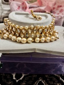 Elegant Pearl &amp; Crystal Choker Set