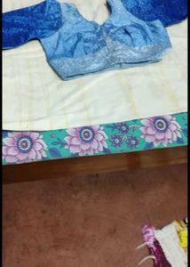 Blue Floral Embroidered Blouse