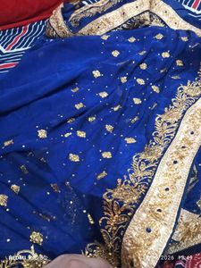 Stunning Blue Embroidered Saree