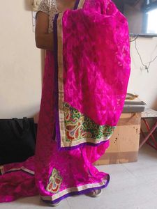 Stunning Pink Embroidered Saree