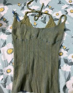 Chic Ribbed Halter Neck Top