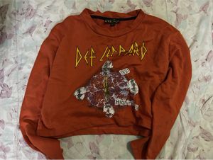 Def Leppard Graphic Print Cropped Sweatshirt