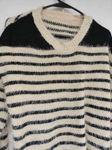 Striped Fuzzy Knit Sweater