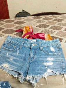 Distressed Denim Shorts