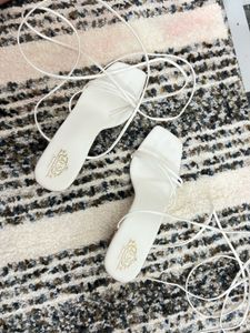 Strappy White Heels