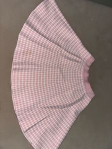 Pink Houndstooth Mini Skirt