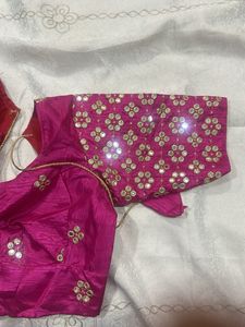 Embroidered Pink Blouse with Mirror Work