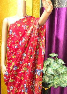 Beautiful Red Floral Saree
