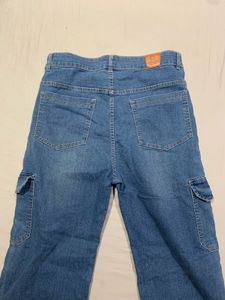 Women's Blue Denim Cargo Jeans