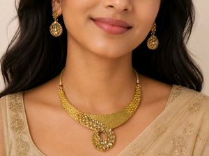 Elegant Gold-Tone Necklace & Earring Set