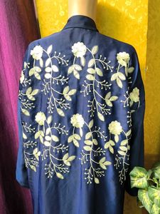 Embroidered Burqa &amp; dupatta Navy Blue Embroidery