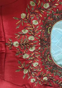 Red Embroidered Sari Blouse Never Used