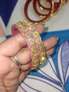 4 Red Bangles &amp; 2 Pink Bangle