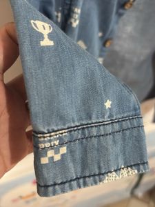 Kids Denim Shirt with Racing Theme