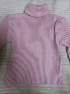 Pink Ribbed Turtleneck Crop Top