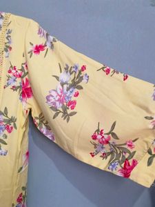 Yellow Floral Print Tunic Top