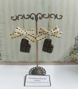 Chocolate Bar &amp; Bow Earring