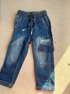 Kids Blue Denim Cargo Pants