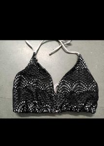 Boho Black Crochet Bikini Top