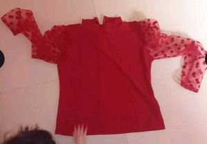 Red Polka Dot Sleeve Top