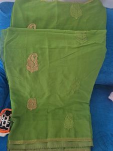 Elegant Green Embroidered Saree