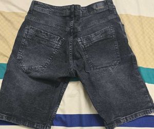 Men's Black Acid Wash Denim Shorts