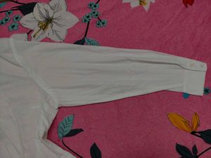 Classic White Pleated Button-Down Shirt