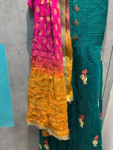 Elegant Teal Embroidered gown