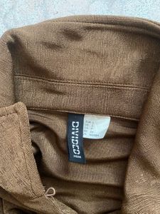 Brown Button-Up Cropped Top