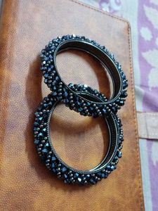 Elegant Black Beaded Bangles