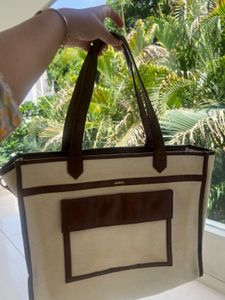 Stylish Beige & Brown Tote Bag