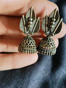Oxidized Silver Jhumka Earrings