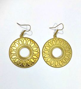 Boho Gold Tone Ethnic Hoop Earrings