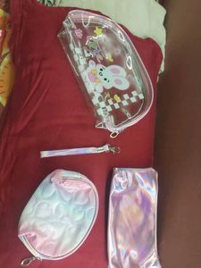 Cute Bunny & Heart Pouches Set