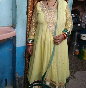 Elegant Yellow Anarkali Gown