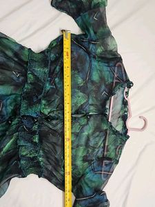 Sheer Green Print Maxi Dress