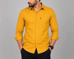 Men's Yellow Full Sleeve Shirt