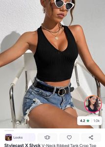 Ribbed V-Neck Crop Tank Top