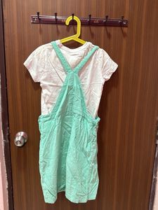 Cute Girls Overall Dress Set