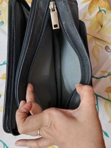 Classic Black Leather Clutch