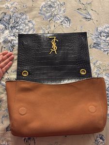 Yves Saint Laurent Black Croc Clutch