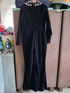 Elegant Black Velvet Jumpsuit