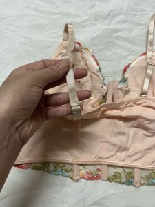 Floral Embroidered Corset Bra