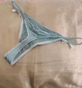 Silver Grey Thong with Bow Accents
