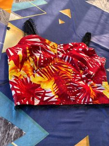 Floral Print Crop Top with skirts